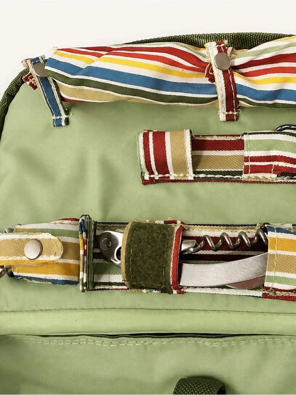 Picnic Time Olive Green Striped Cooler Bag